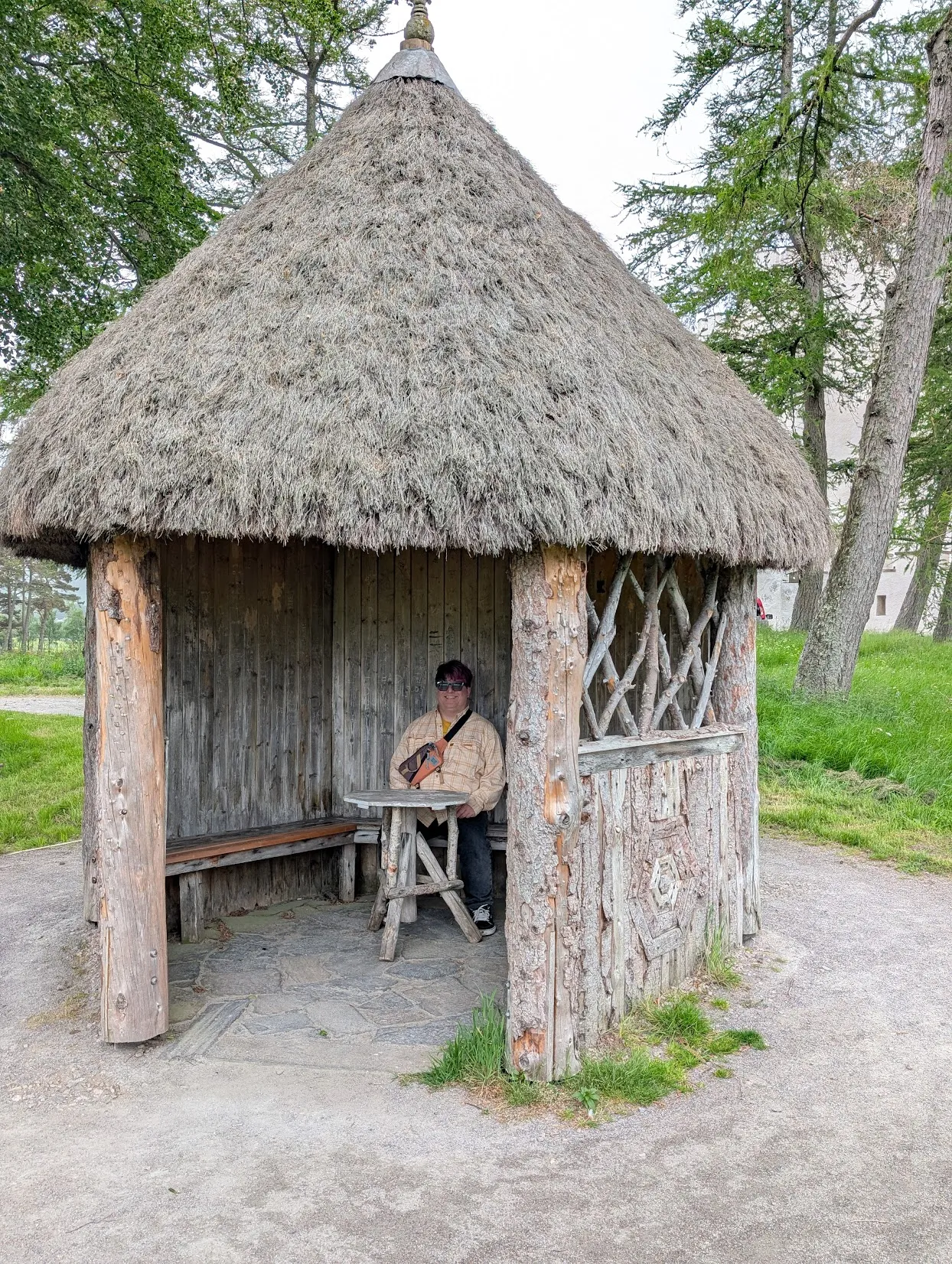 Eric in a Fog House at Braemar castle. This little gazebo is mostly for hanging around in near the garden (it’s technically a Garden Folly, and I swear there’s like all these words today I just do not really get- if it is a folly, why rebuild it?) Looks cool, though, the log patterns on the side went all the way around.