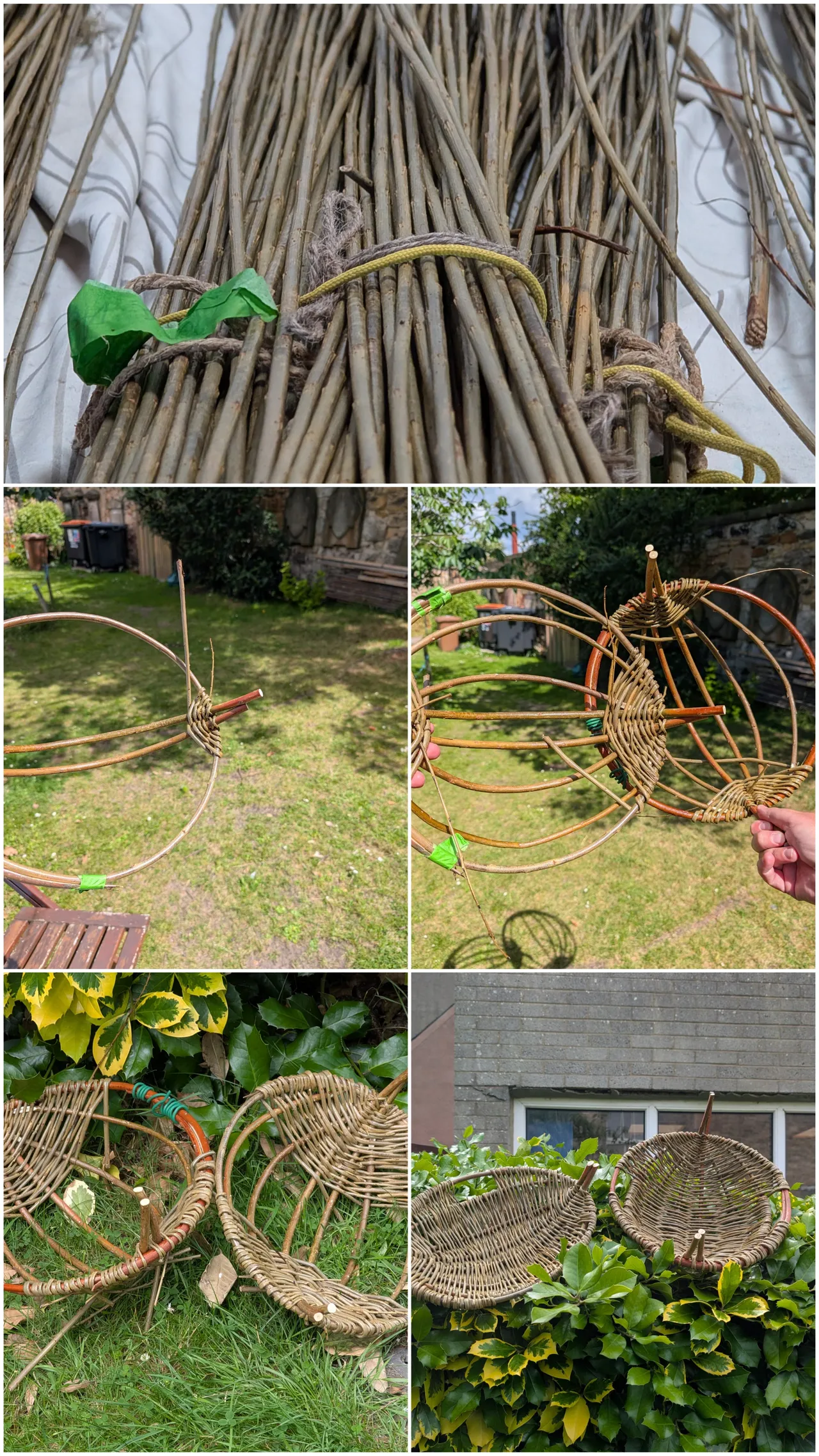 Our willow baskets being constructed, in two three-hour sessions. Boy are my thumbs tired.