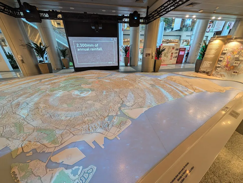 In the Singapore City Gallery, one of the main exhibits was a scale model of the entire city state, including every building. They would project different things on the model over time, synced up with the presentation. It was a nerdy delight.