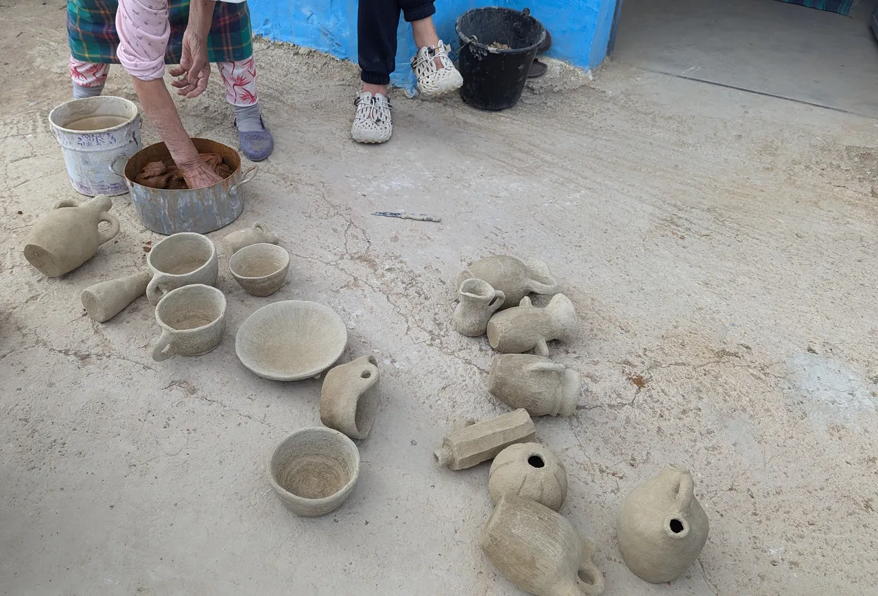 Getting ready to wash the pots