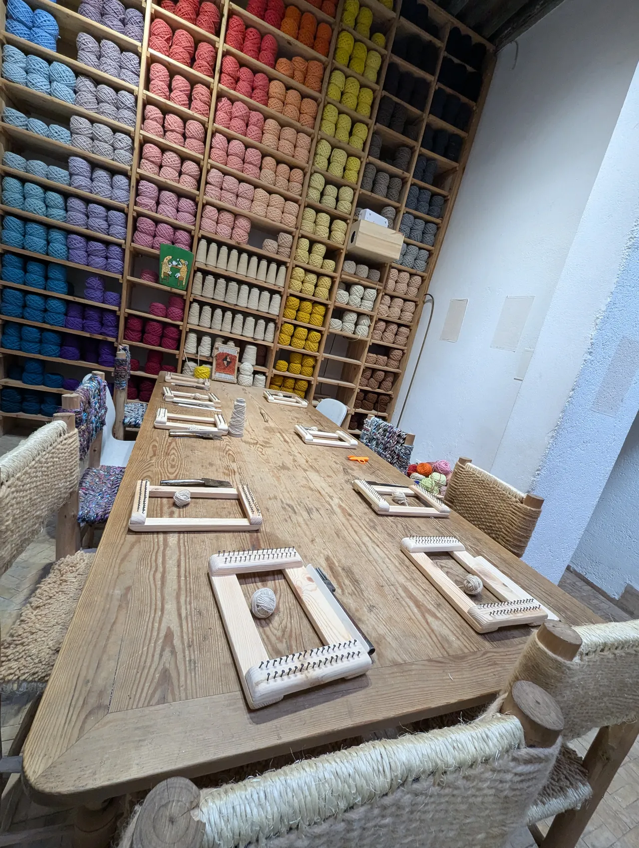 Or frame looms, plus check out the Yarn Wall! I love it so much.