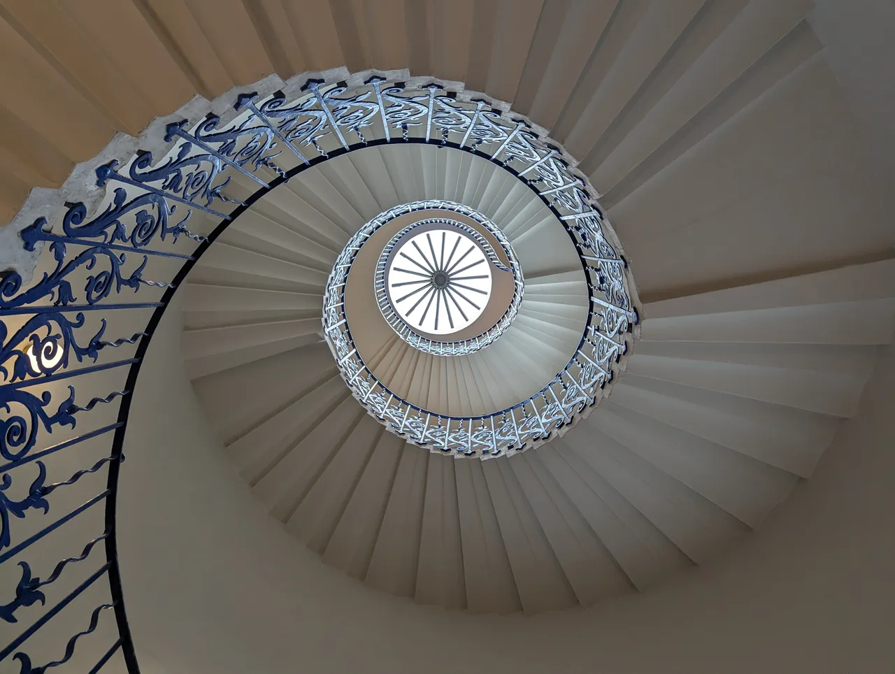 The so-called Tulip Stairs in the Queen’s house. Misnamed because: they’re actually lilies, and the Queen doesn’t live there. Still, a beautiful shot.