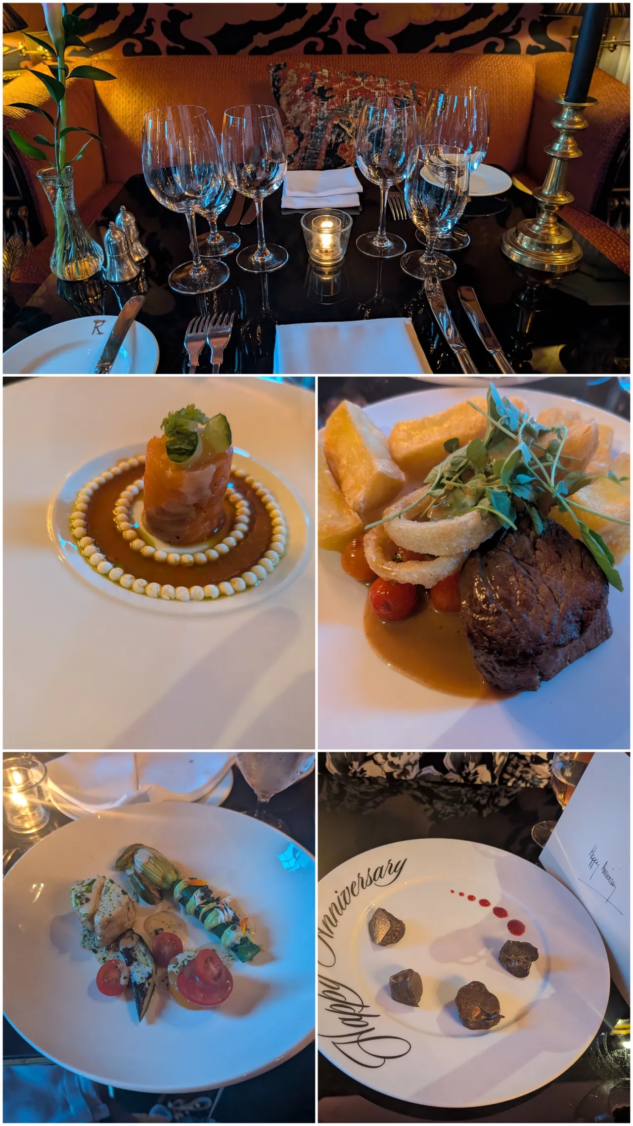 The filet was great, but it was also served with onion rings and chips, as opposed to my fancier stuffed courgette flower (they put a clam in there) with a tiny amount of monkfish (delicious though) on the side.