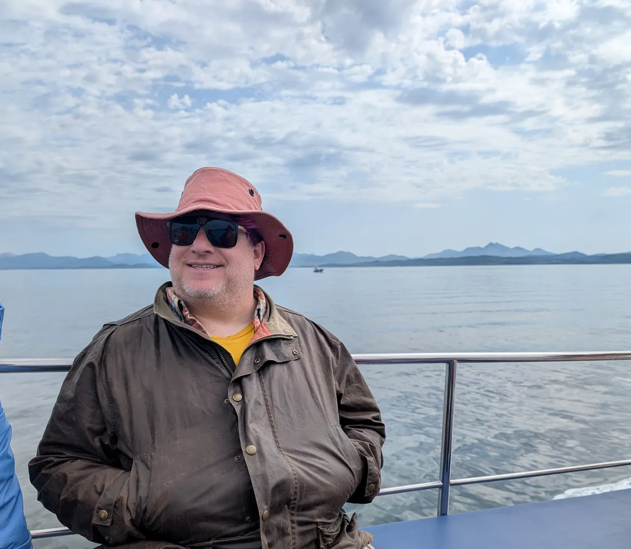 Me on a boat. I also really love this coat. Coat on a boat.