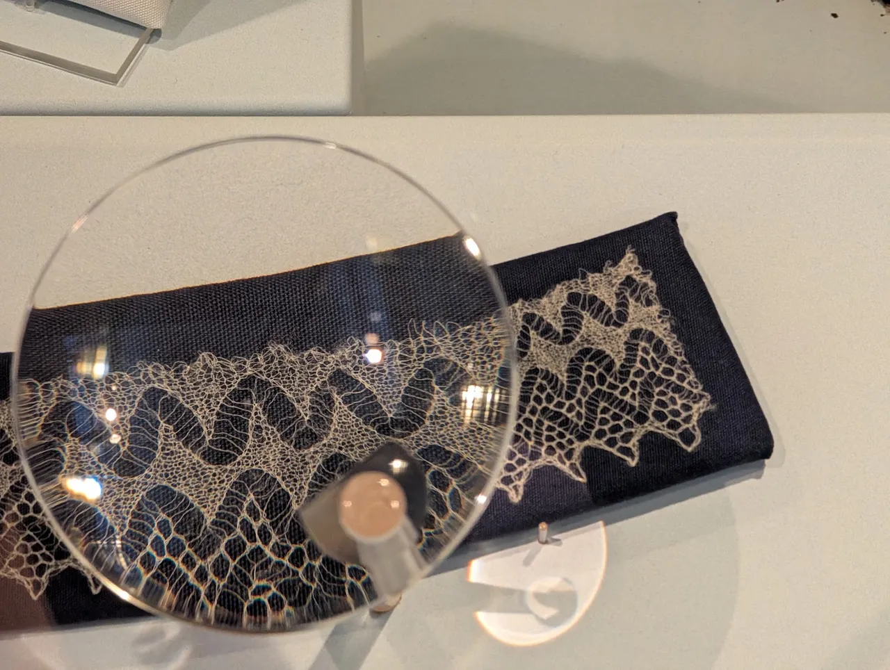 Shetland has a history of lace-making. This lace, probably one of the finest thing ever knitted was knitted from handspun wool. I cannot even begin to fathom how this was done. On some level it is freeing. No matter how much monomaniacal focus I apply to any craft or skill in my life, I will never produce something that is this objectively difficult and wonderful. Due to the record keeping at the time, we do not know who made this lace. We know who bought it, but not who made it. That bums me out, honestly. There’s the world’s greatest knitter, right there, and we don’t know anything about them.