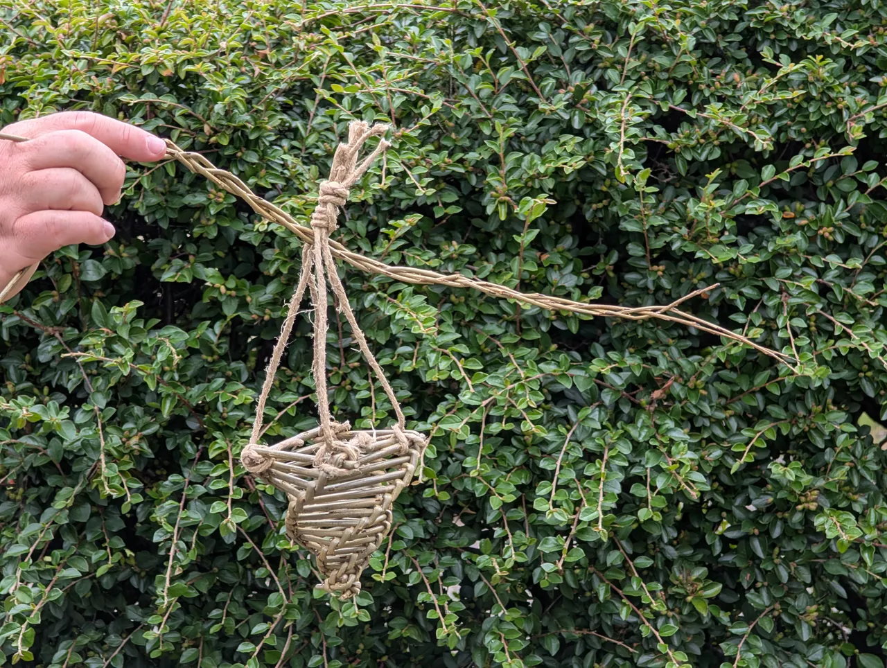 The non-blair-witchy spiral weave bird feeder.