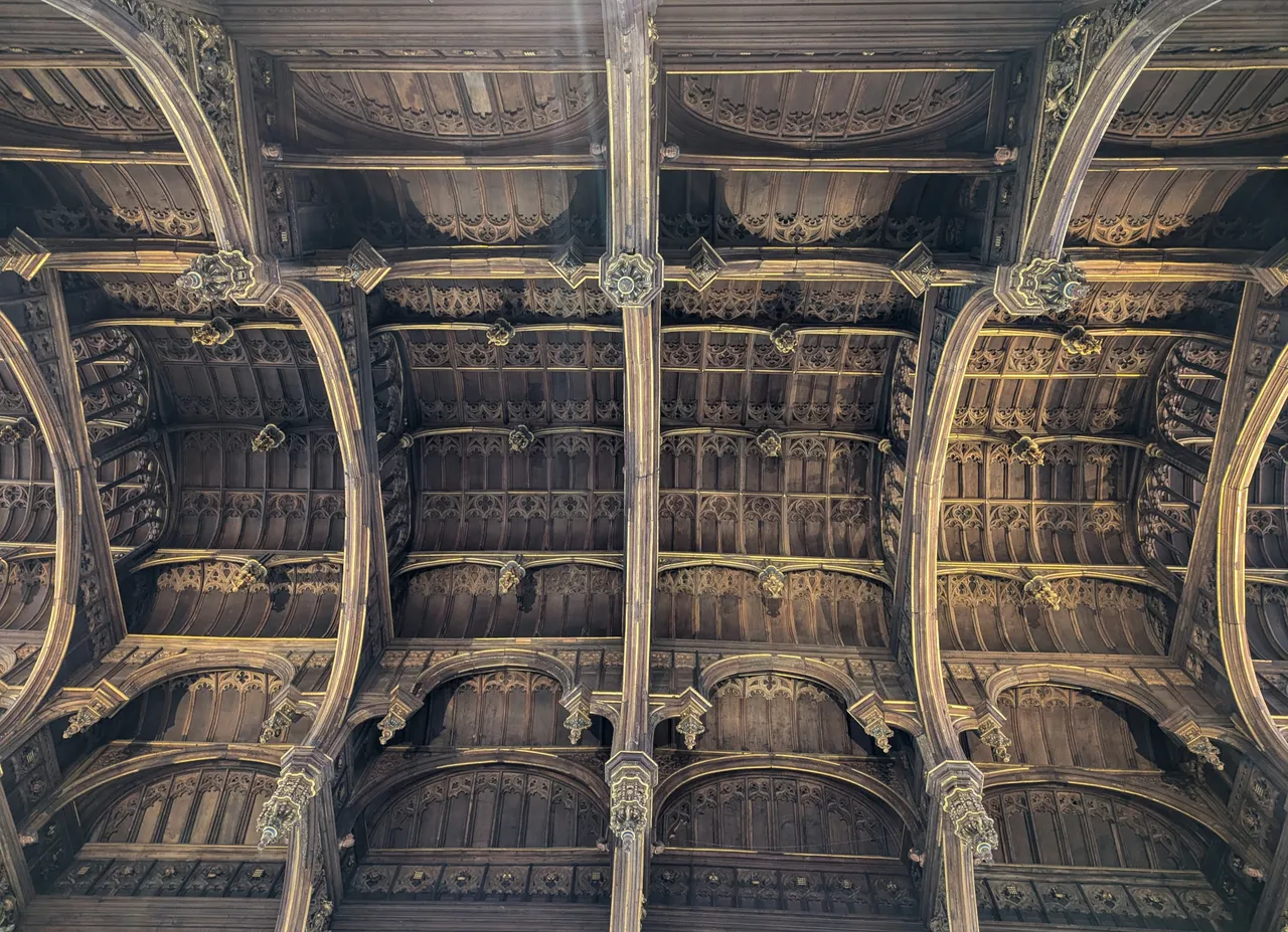 One of the many impressive ceilings in the Hampton Court House, I tried pronouncing “Henry VIII” as Henry Vee Eye Eye Eye or maybe Henry Veeeeee, but I couldn’t really make it work. I think there’s a good joke in there somewhere, but I’m not a funny person.