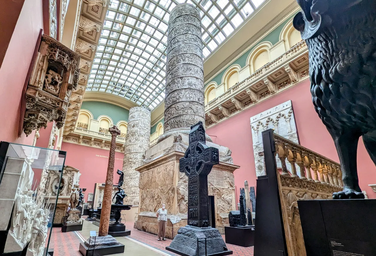 Also there was a room with plaster casts of lots of stuff. All this stuff is plaster casts of the original, brought to the V&A because the common folk couldn’t travel to the place where the stuff was. Chrissy added for scale.